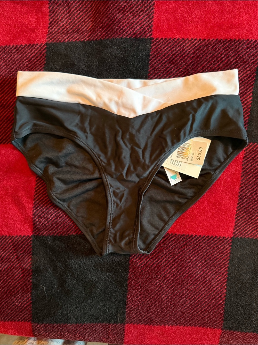 NEW Classic Black Bikini Bottom with White V-Band